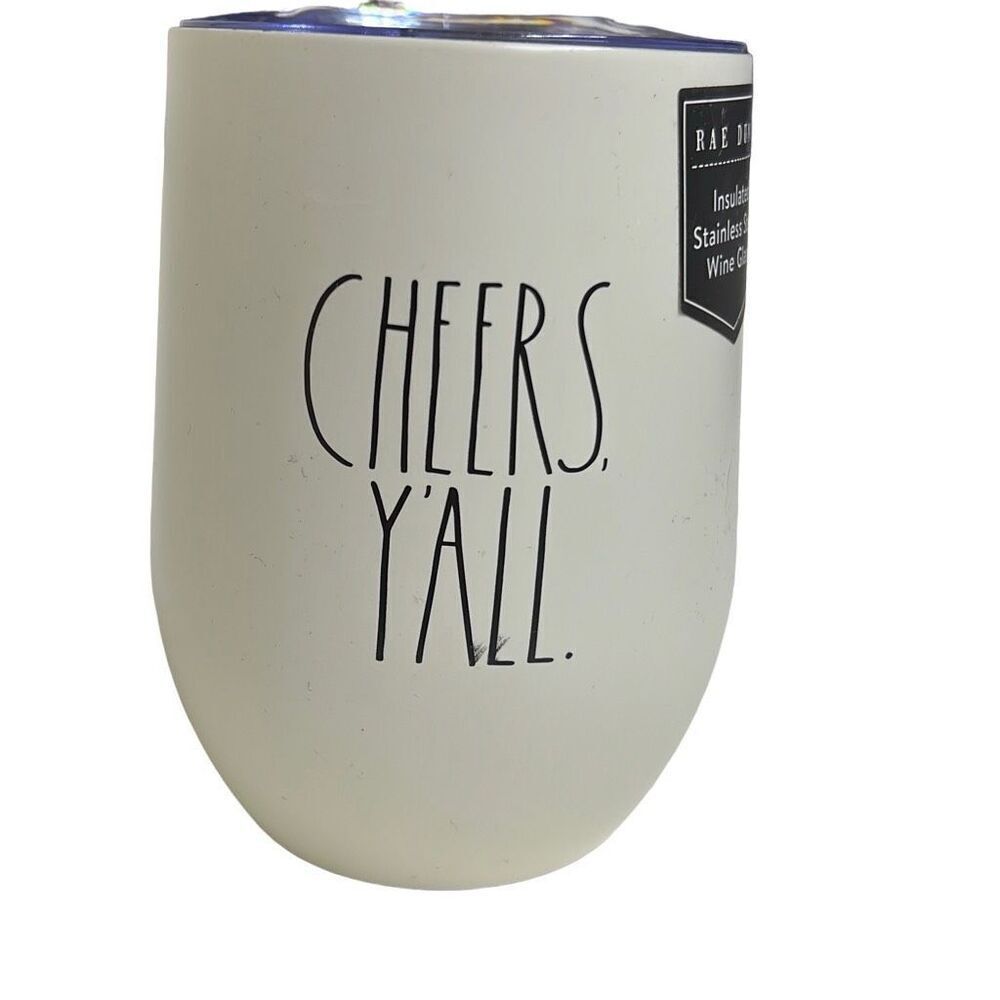 Rae Dunn White Cheers Y'all Insulated Stainless Steel drinkware 12 Oz
